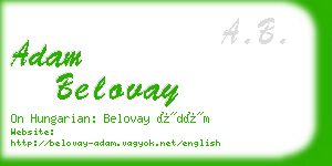 adam belovay business card